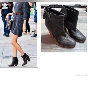 Rag & Bone Black Newbury Perforated Leather Booties Size 10